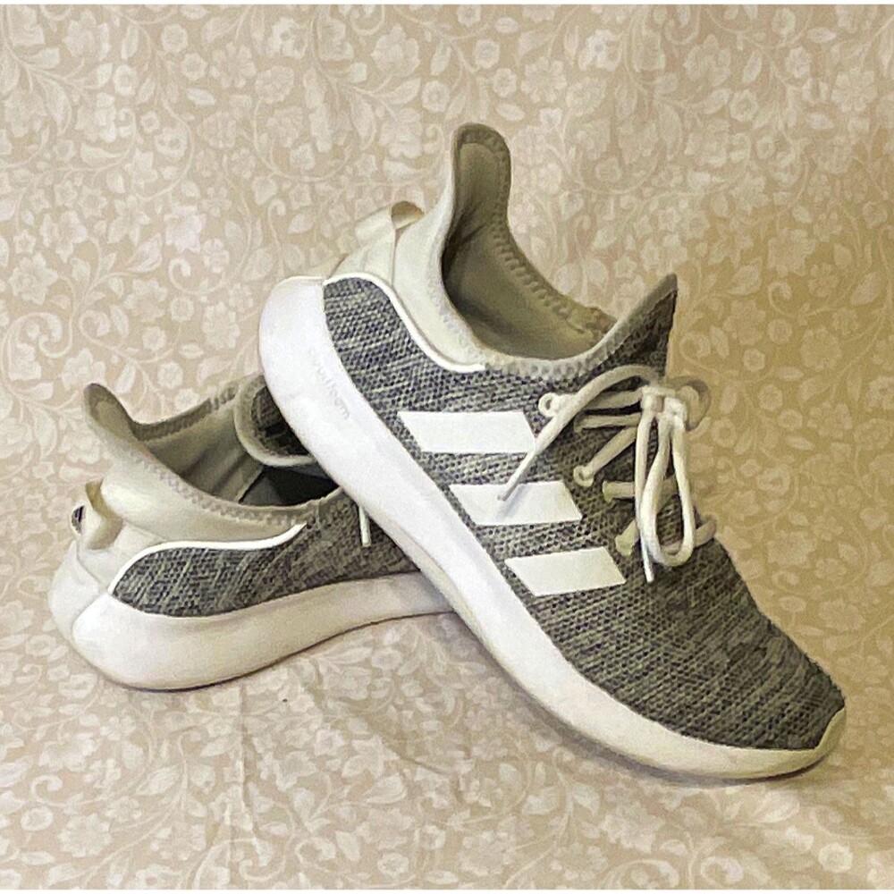 adidas Cloudfoam Women’s Gray/White Heathered Textile Slip On Low Top Sneakers